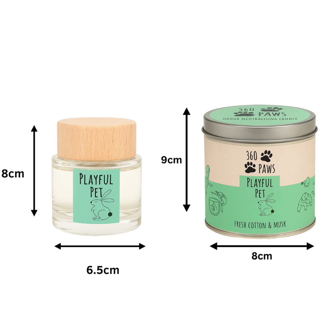 Playful Pet Odour Neutralising Candle & Diffuser – 360 Paws Home Fragrance Set