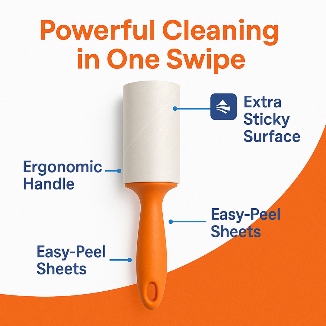 MACROMAX LINT ROLLER + REFILL | Extra Sticky Sheets for Powerful Fabric Cleaning BUNDLE