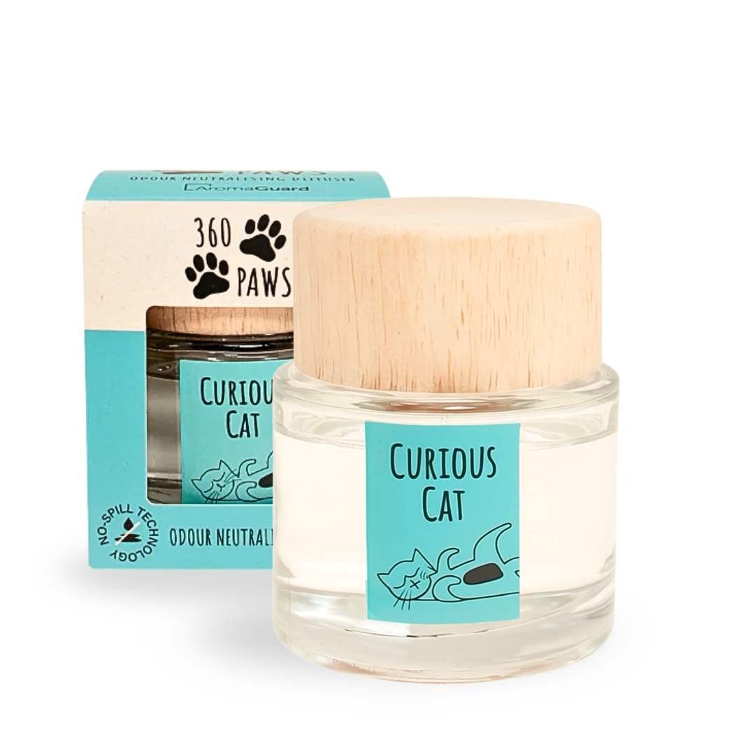 360 Paws Curious Cat Odour Neutralising Diffuser – Fresh Lavender & Neroli | No-Spill 80ml AromaGuard™ Pet Diffuser