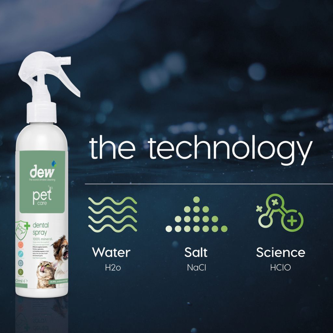 Dew Pet Dental Spray – 100% Mineral HOCl, Gentle, Fast Acting 250ml