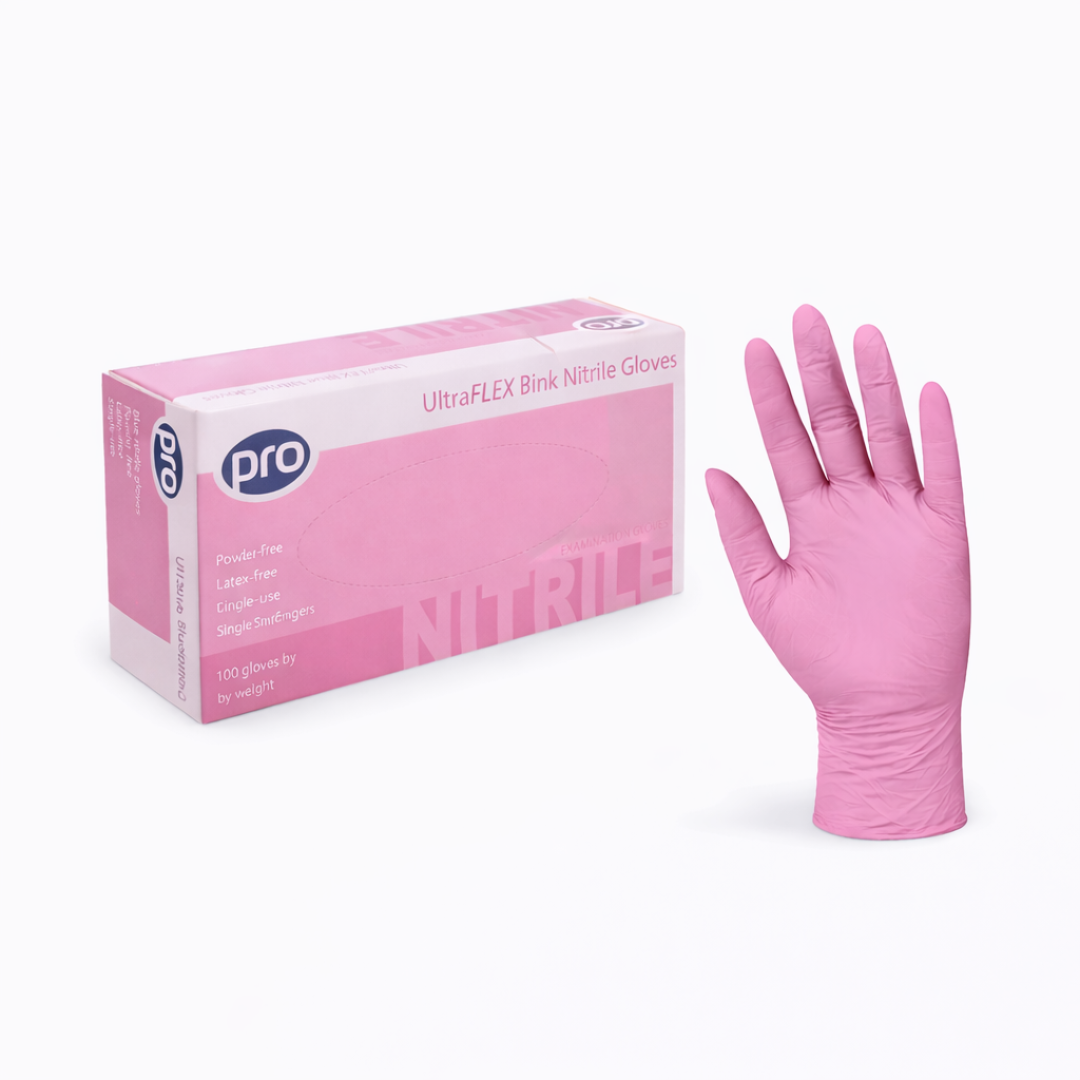 UltraFlex Pink Nitrile Gloves – Powder-Free, Latex-Free Disposable Gloves (100 Gloves by Weight)
