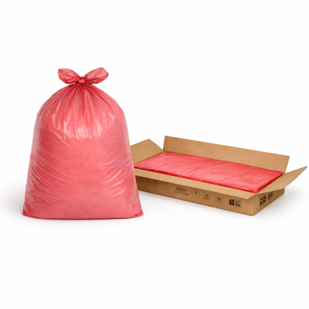 Red Medium Duty Refuse Sacks (200pk) 18x29x38" 10kg Bin Bag 18 Micron 97% Recycled material