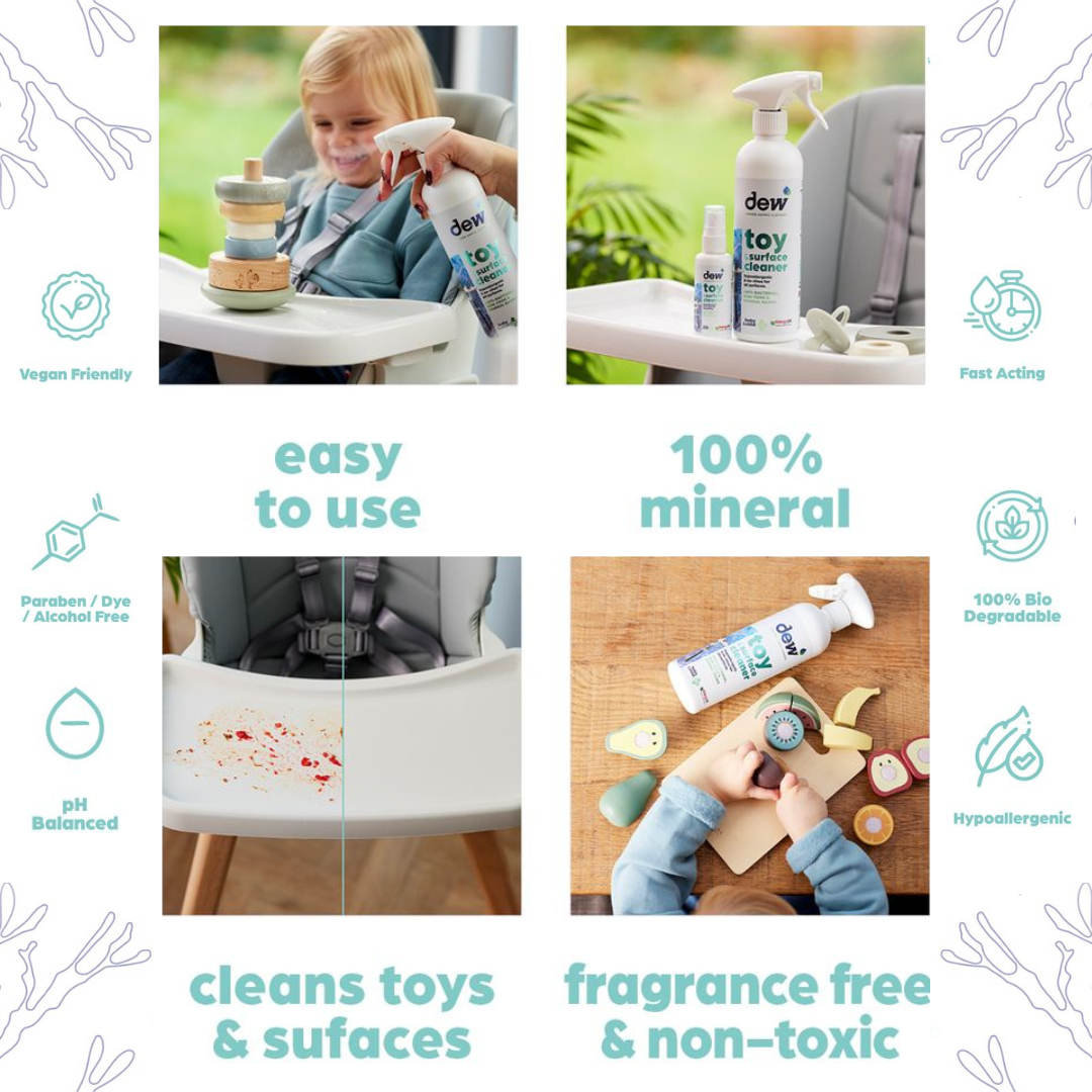 Dew Toy & Surface Cleaner – Non-Toxic, Hypoallergenic, 99.9% Effective | Refillable