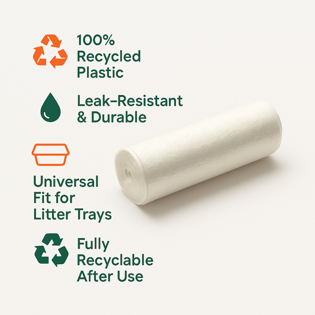 10× Recycled Plastic Cat Litter Tray Liners – Strong, Durable & Fully Recyclable Eco-Friendly Bags