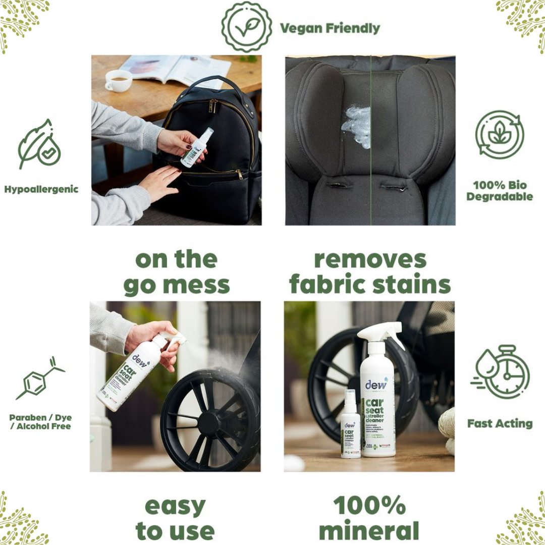 Dew Car Seat & Stroller Cleaner –Safer Cleaning, Mineral Formula | Refillable