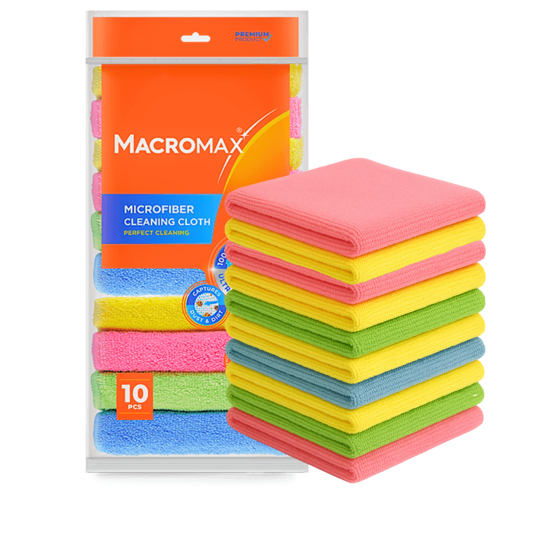 MACROMAX COLORFUL MICROFIBER CLOTH - 10 PACK