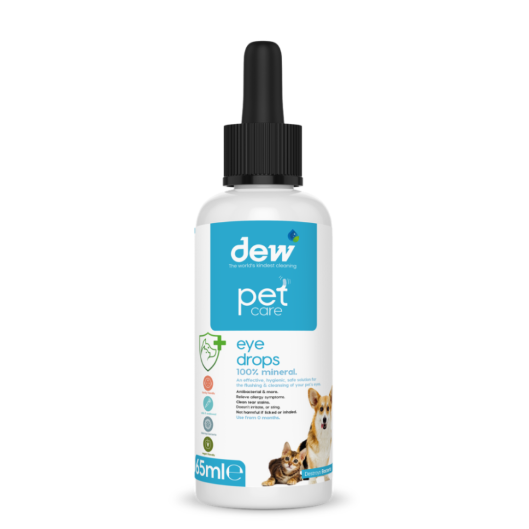 Dew Pet Eye Drops – 100% Mineral, Kind & Gentle Cleansing 65ML and 2.5 Litre refill