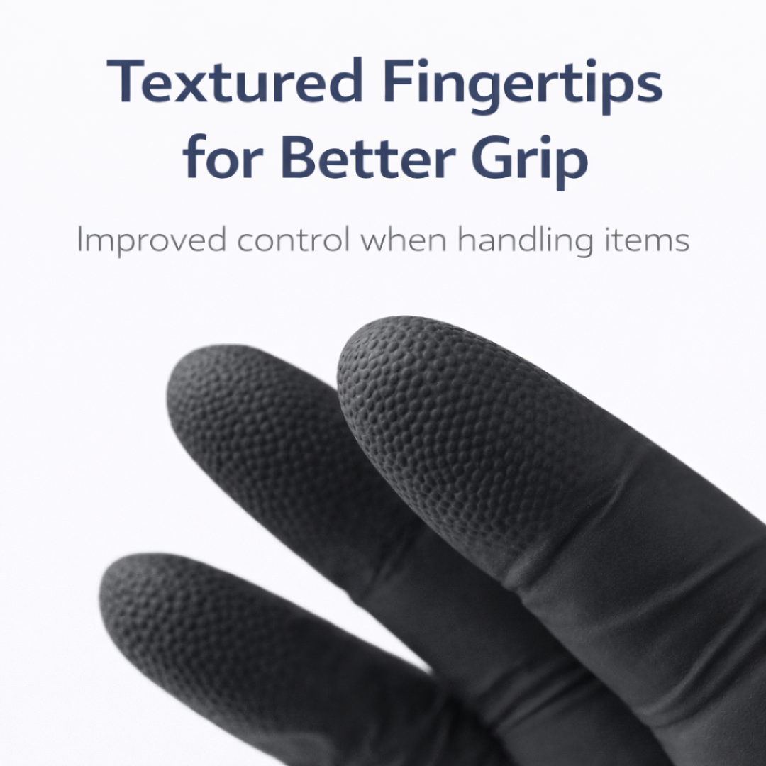 Ultraflex Black Nitrile Gloves – Powder-Free, Latex-Free Disposable Gloves (100 Pack)