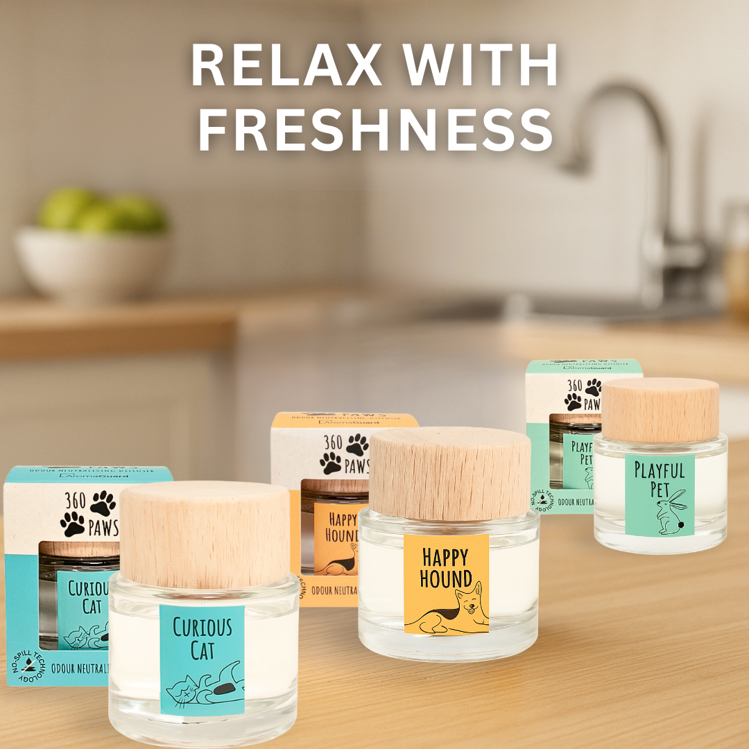 360 Paws Diffuser Trio – Pet Odour Neutralising 3-Pack with Lavender & Neroli, Jasmine & Tonka, Cotton & Musk (80ml Each)