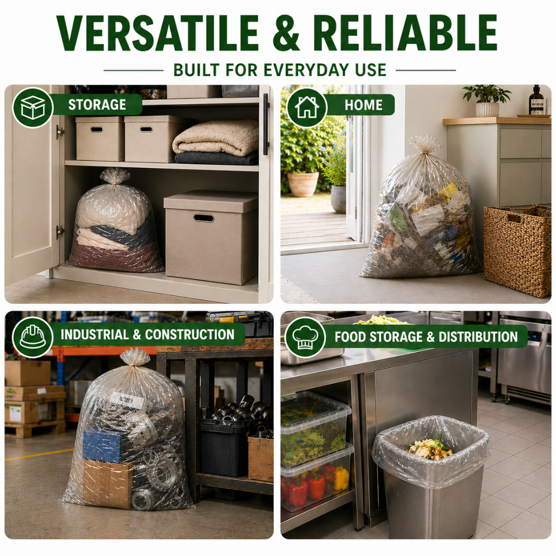 Heavy Duty Clear Refuse Bags 200 Pack 15kg CHSA 18x29x38"