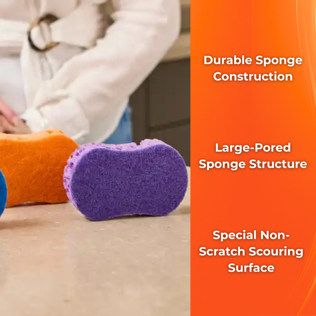 Macromax Handy Sponge, Rich Long-Lasting Foam Cleaning Sponge with Non-Scratch Scouring Surface for Kitchen, Bathroom & Household Use