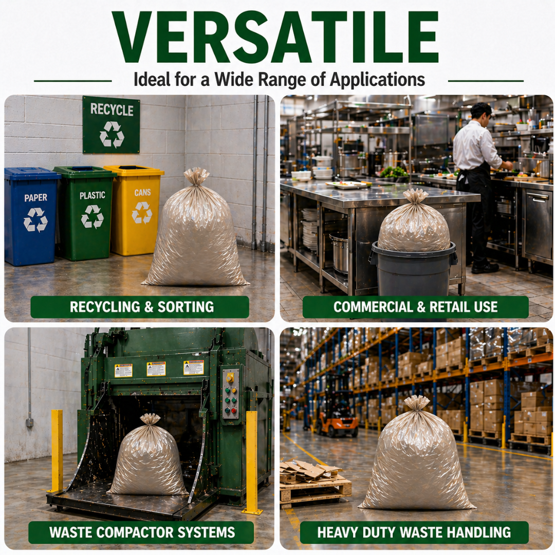 ECO365C Clear Compactor Sacks Extra Heavy Duty 20kg 120L