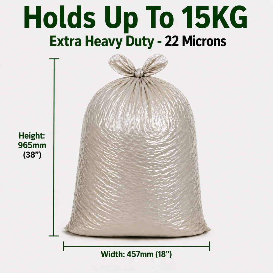 Heavy Duty Clear Refuse Bags 200 Pack 15kg CHSA 18x29x38"