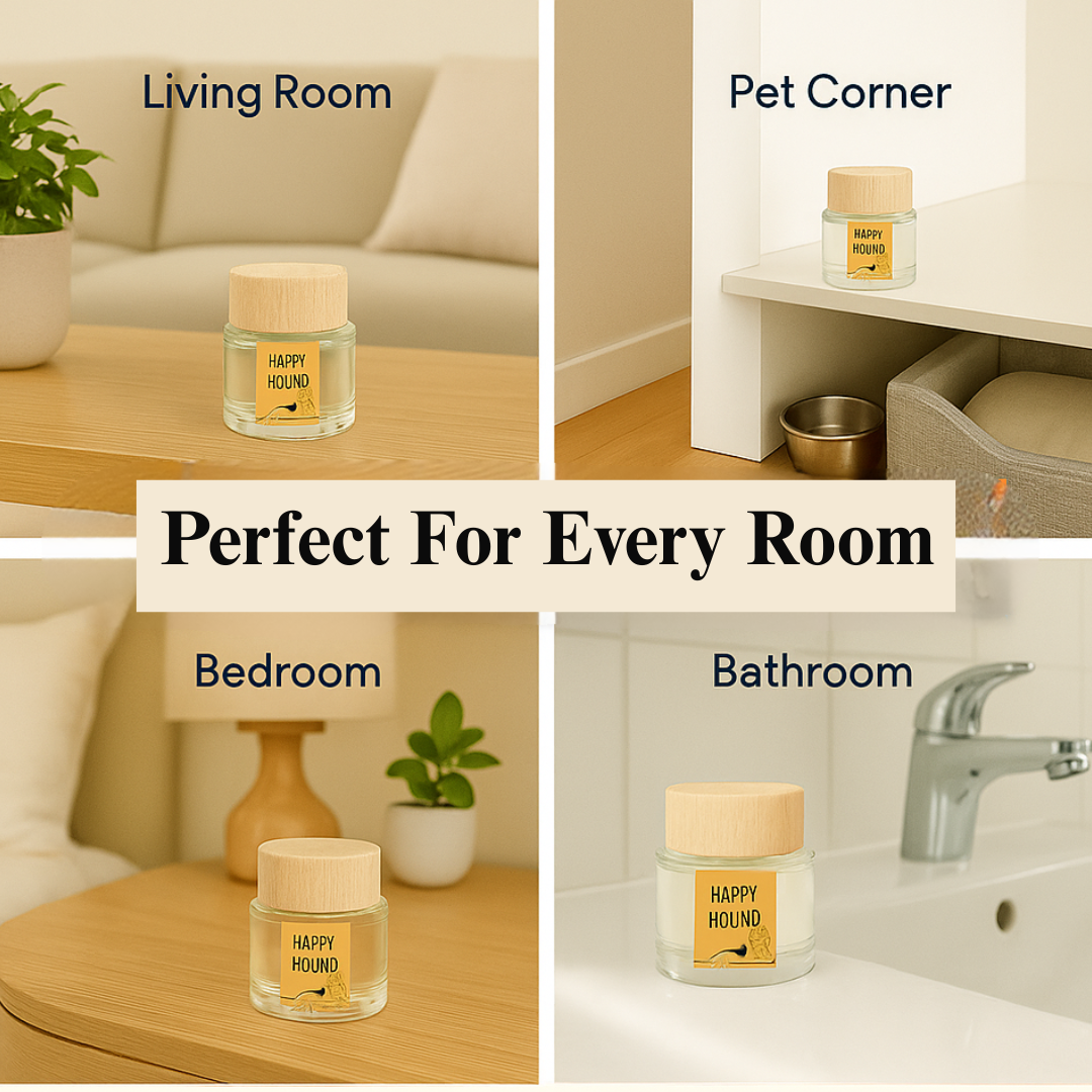 Happy Hound Pet 360 Paws Odour Neutralising Diffuser – Fresh Jasmine & Tonka (80ml) | AromaGuard™ No-Spill Design
