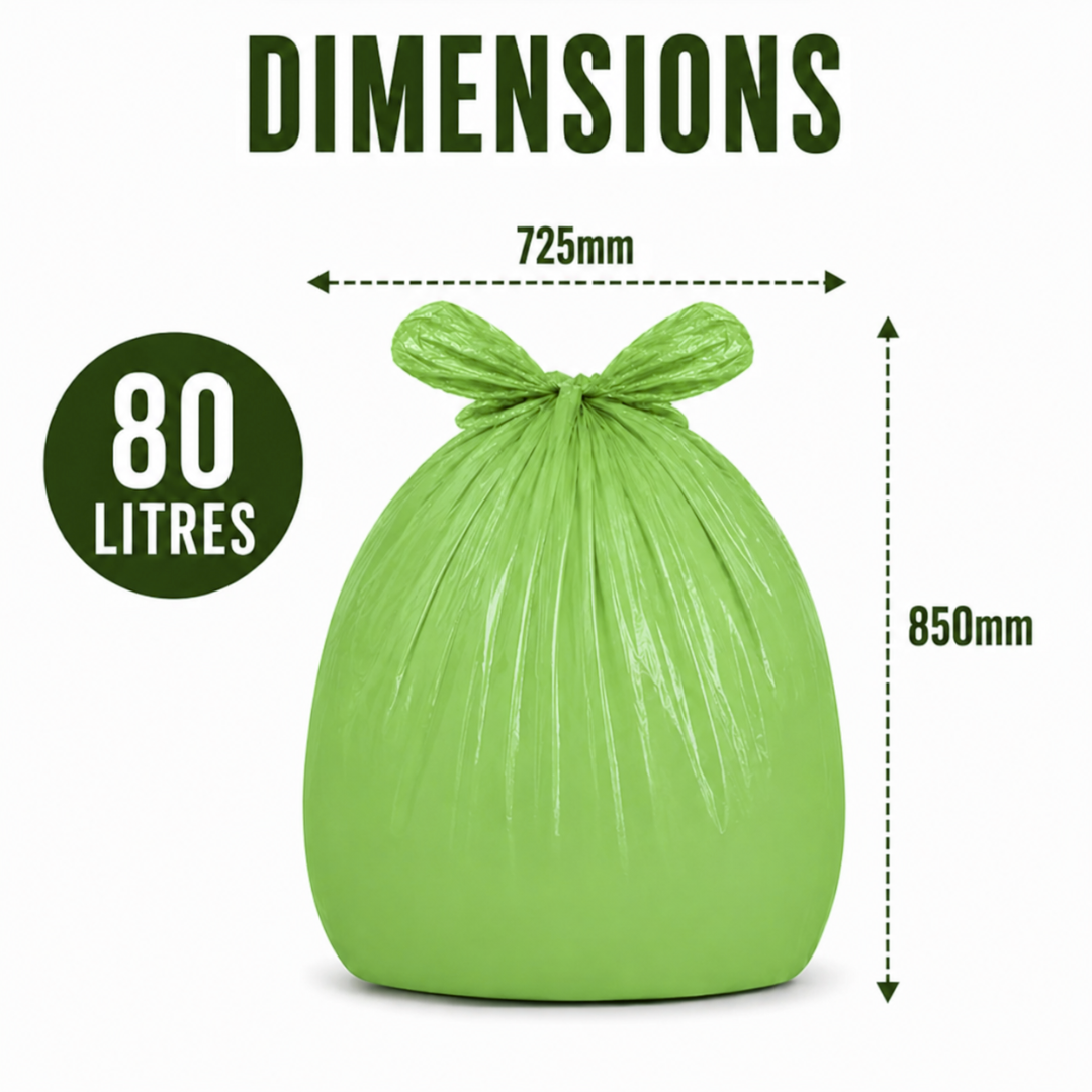 10 x ECO360 100% Compostable Corn Starch Bin Bags 725x850mm 80L