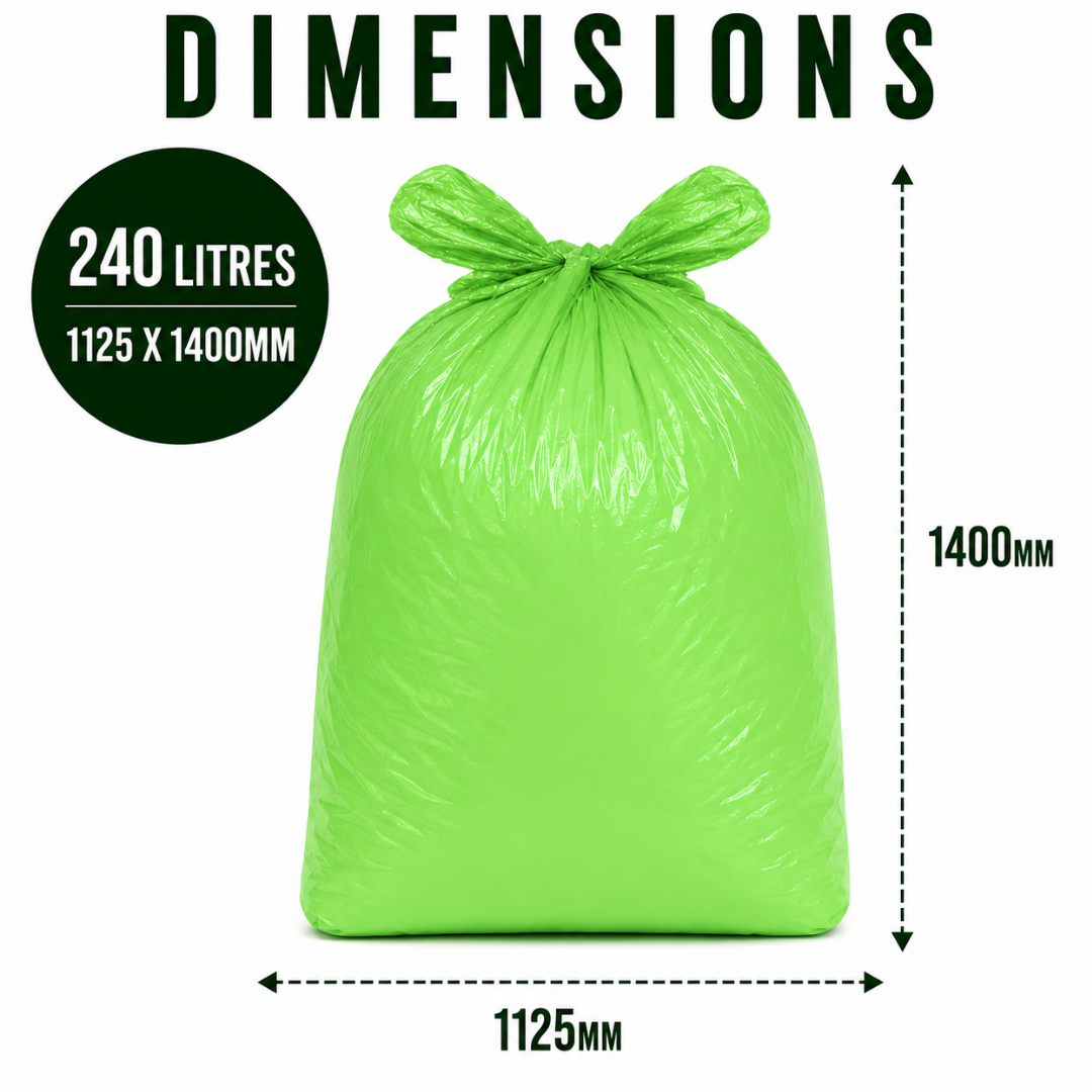 10 x ECO360 100% Compostable Wheelie Bin Liners 1125x1400mm 240L