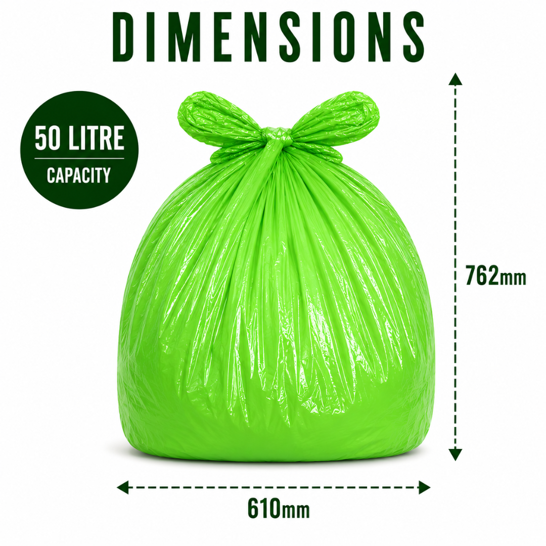 25 x ECO360 100% Compostable Corn Starch Bin Bags 600x670mm 50L