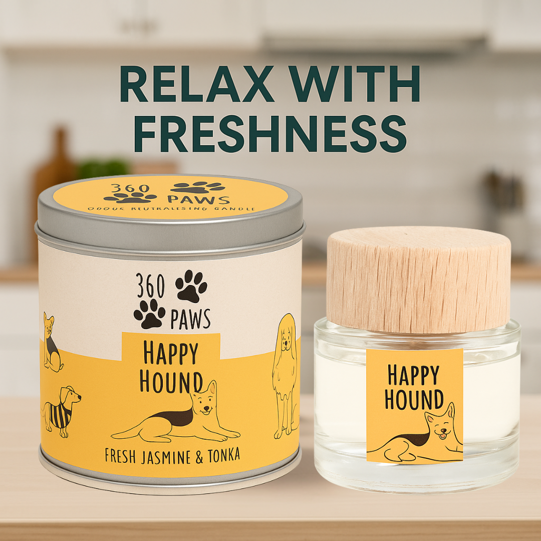 Happy Hound Candle & Diffuser Set – Pet Odour Neutralising | 360 Paws