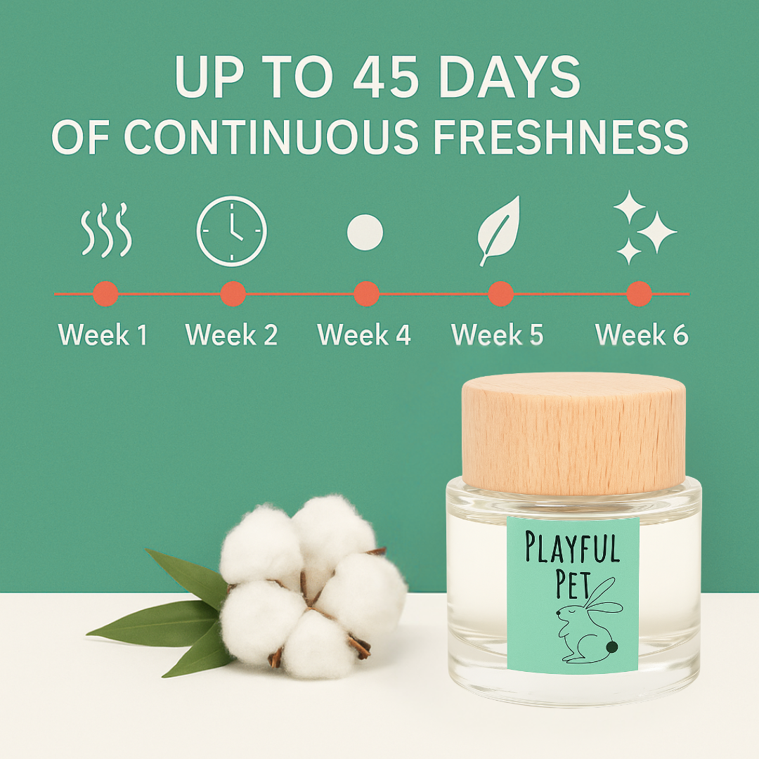 Playful Pet Odour Neutralising Diffuser – Fresh Cotton & Musk (80ml) | AromaGuard™ Home Fragrance