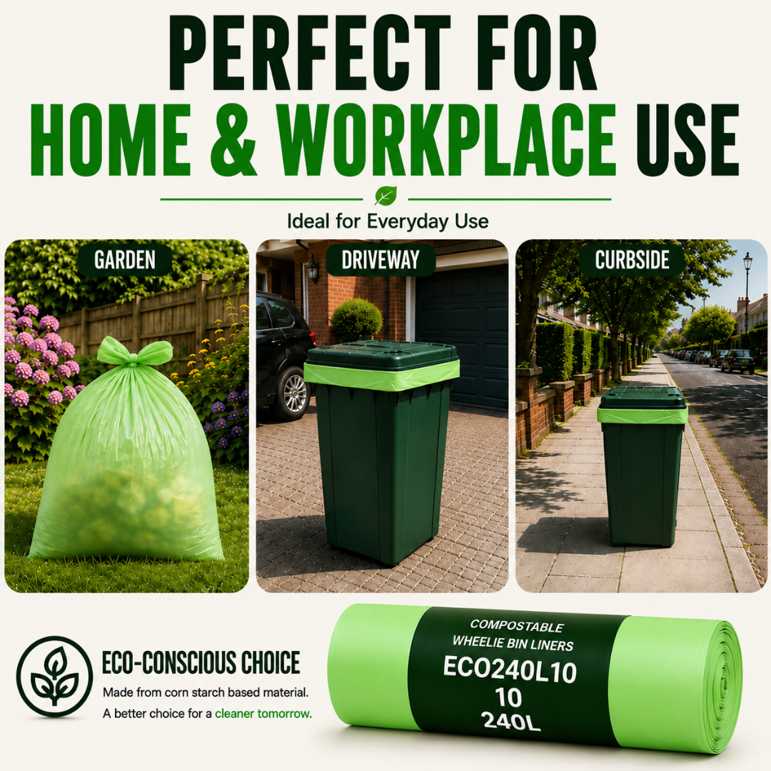 10 x ECO360 100% Compostable Wheelie Bin Liners 1125x1400mm 240L