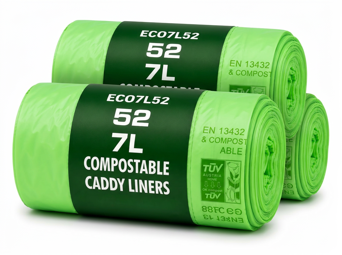 52 x ECO360 100% Compostable Corn Starch Caddy Liners 4390 X 390mm 7L