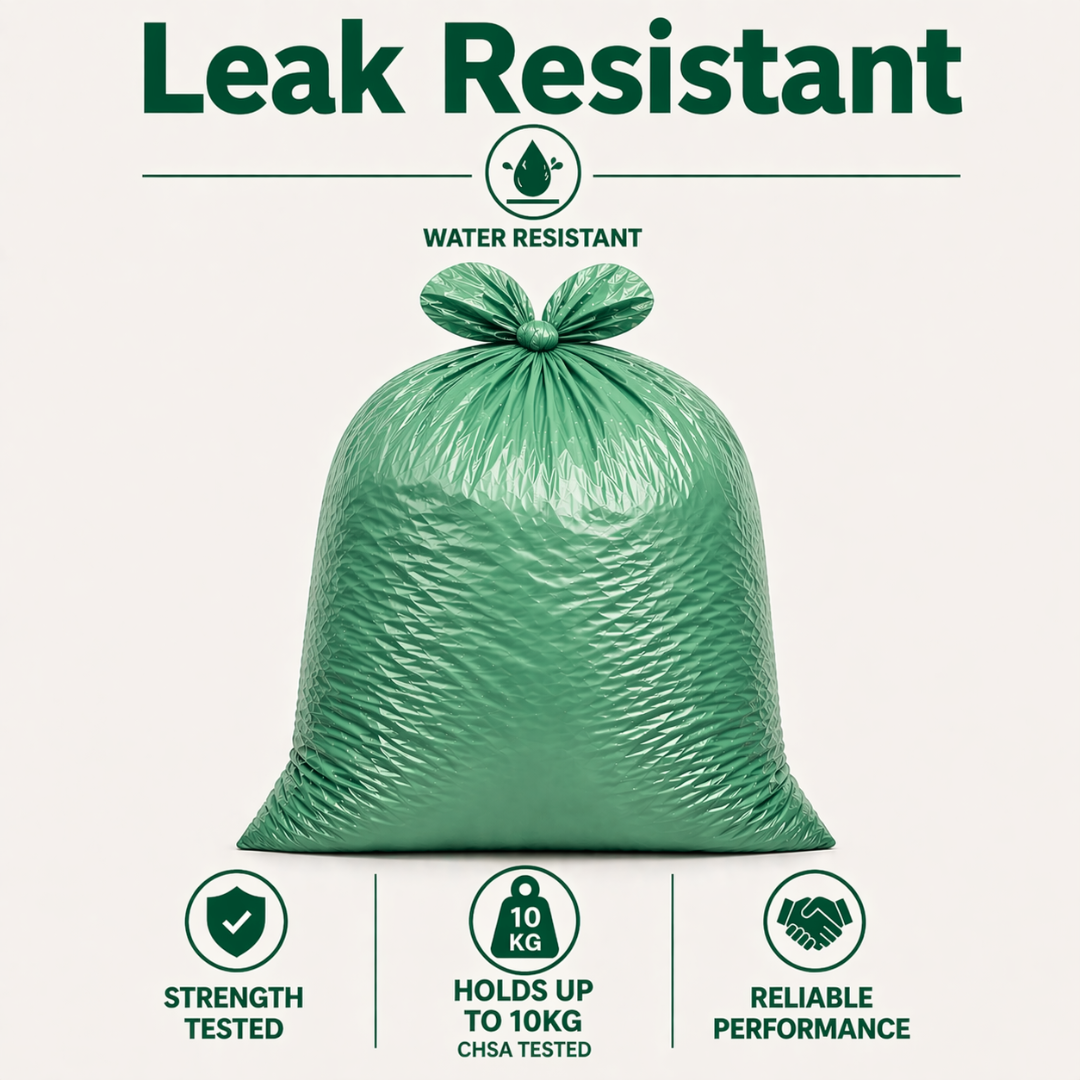 Green Medium Duty Refuse Sacks 18x29x38" 18 Micron Recycled Bin Bags, 10kg