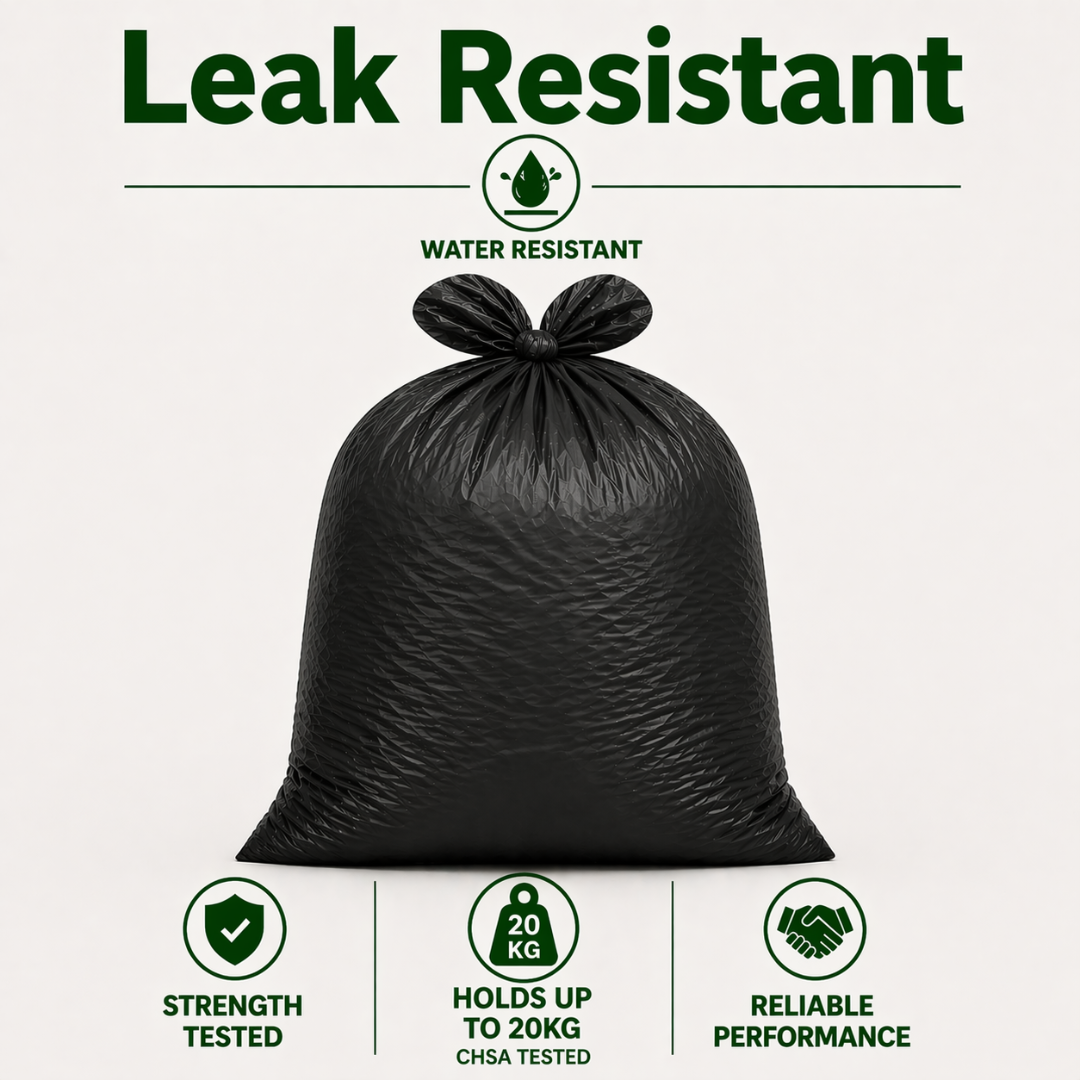 200 Pack Black Refuse Sacks 100L 20kg Extra Heavy Duty Bin Bags 18x29x38"