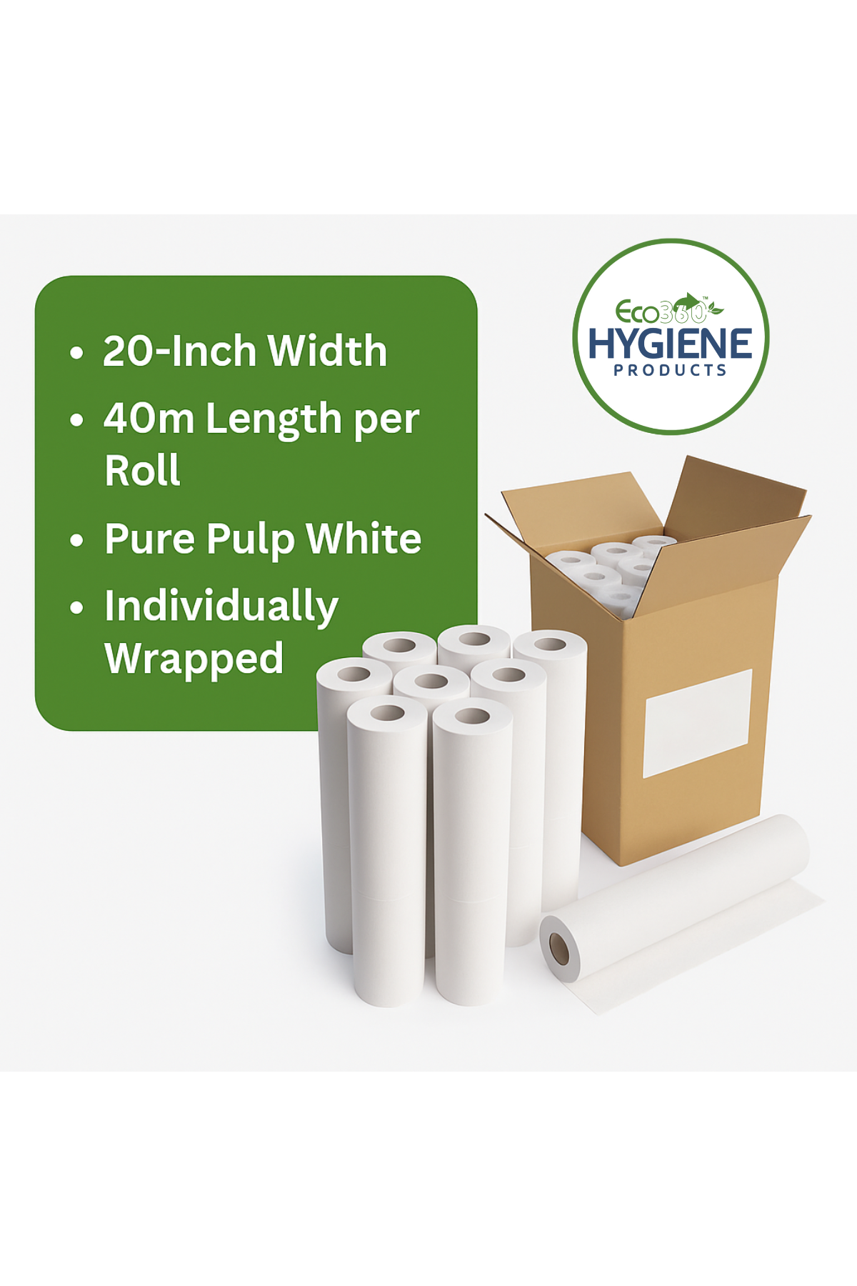 Couch Rolls 12x Rolls Per Case Pure Pulp White 2ply With Core