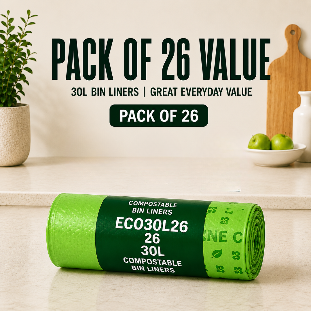 26 x ECO360 100% Compostable Curb Side Bin Bags 565x630mm 30L