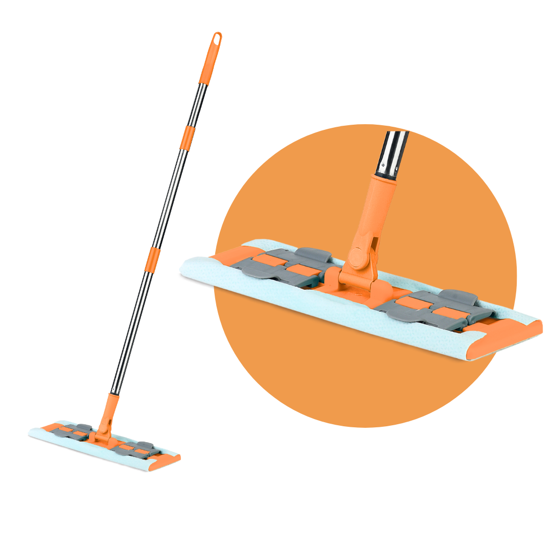 MACROMAX FAMOUS Cleaning System Flat Mop | 100% Microfiber | Wet & Dry Use