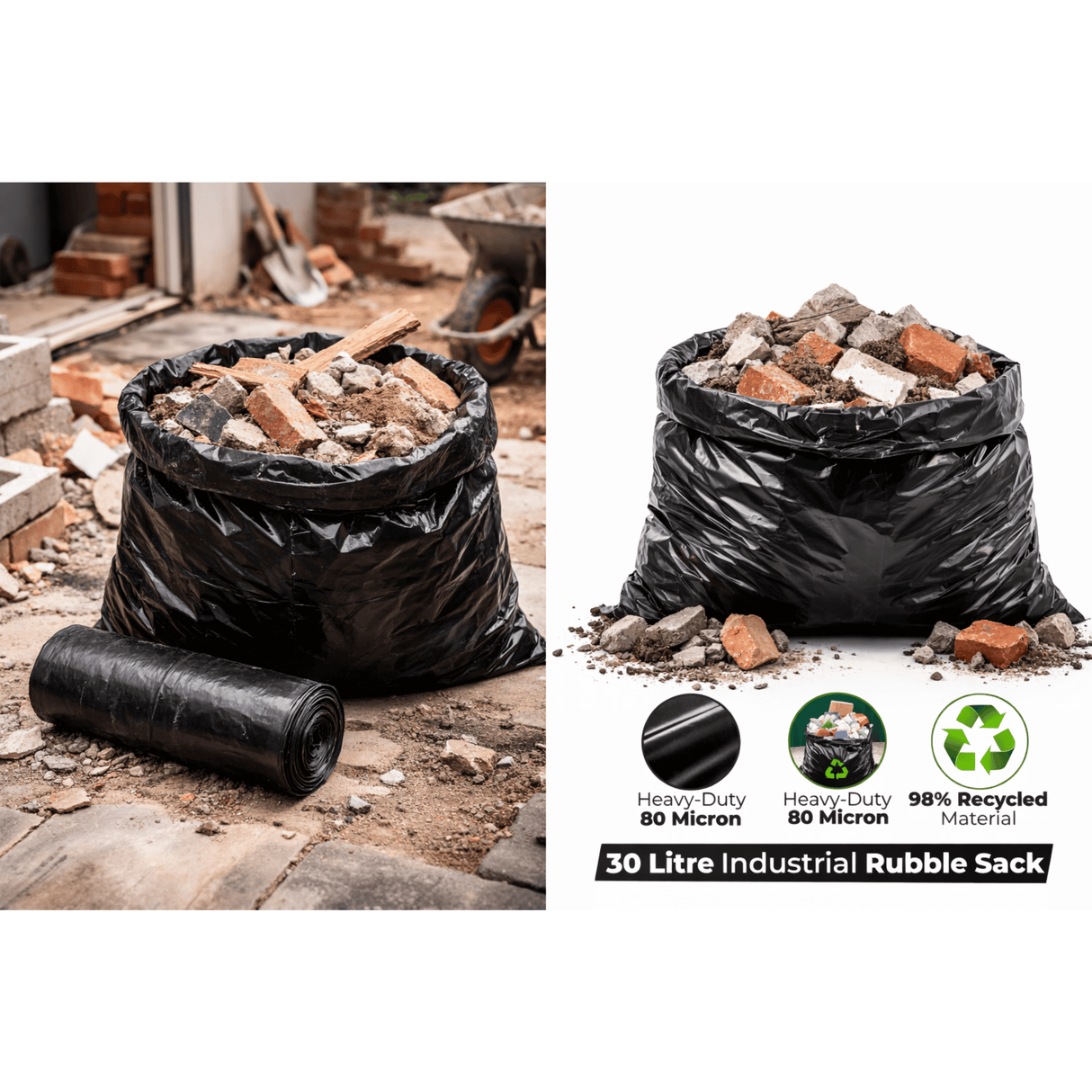 20 x Eco Industrial Rubble Sacks 30L
