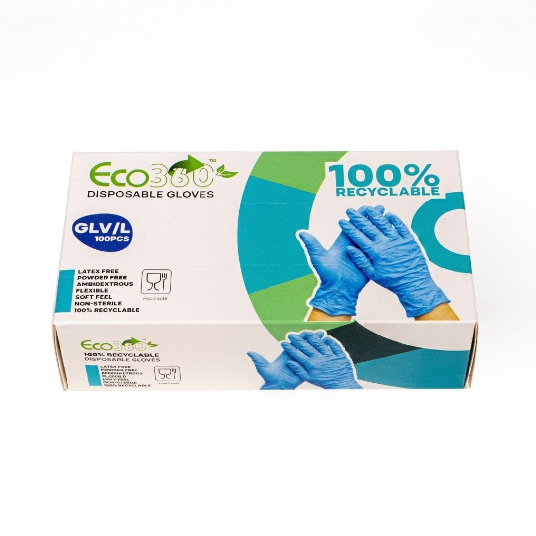 Eco360 Vinyl Disposable Latex Free Gloves Blue 100pk