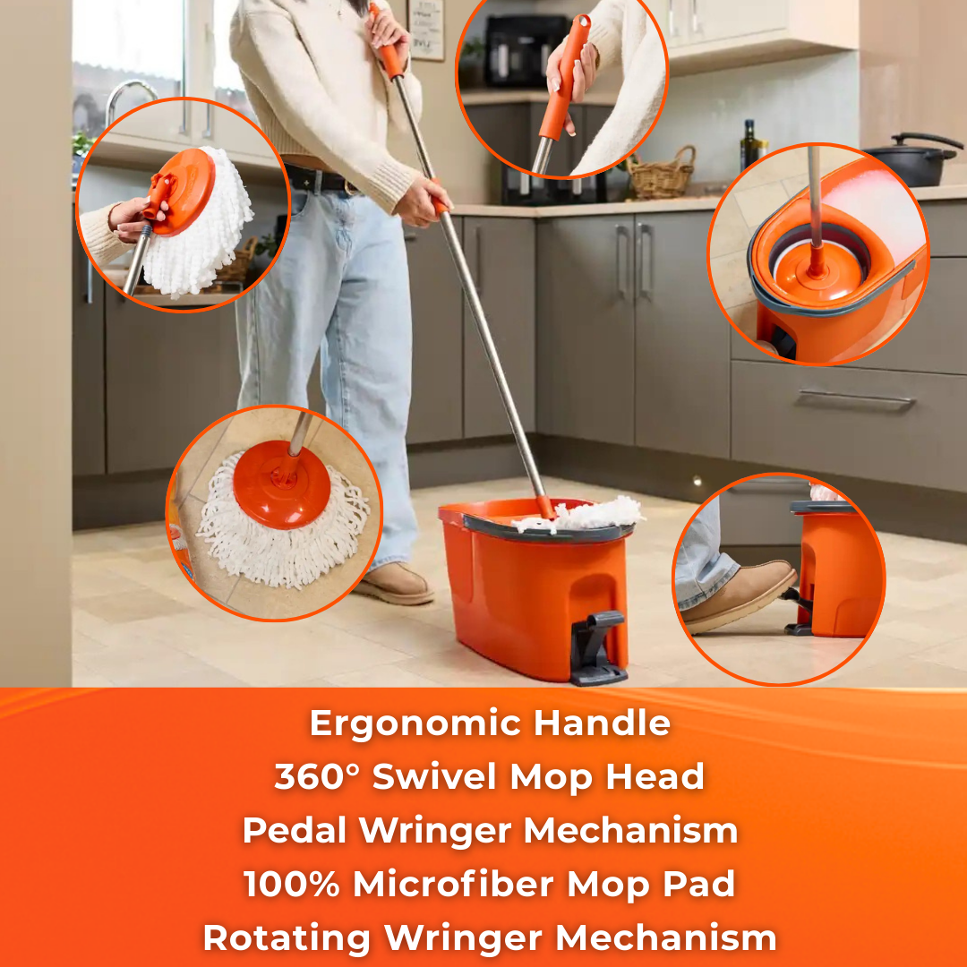 MACROMAX FORCE SPIN MOP AND BUCKET SET With Pedal – 360° Microfibre Cleaning System