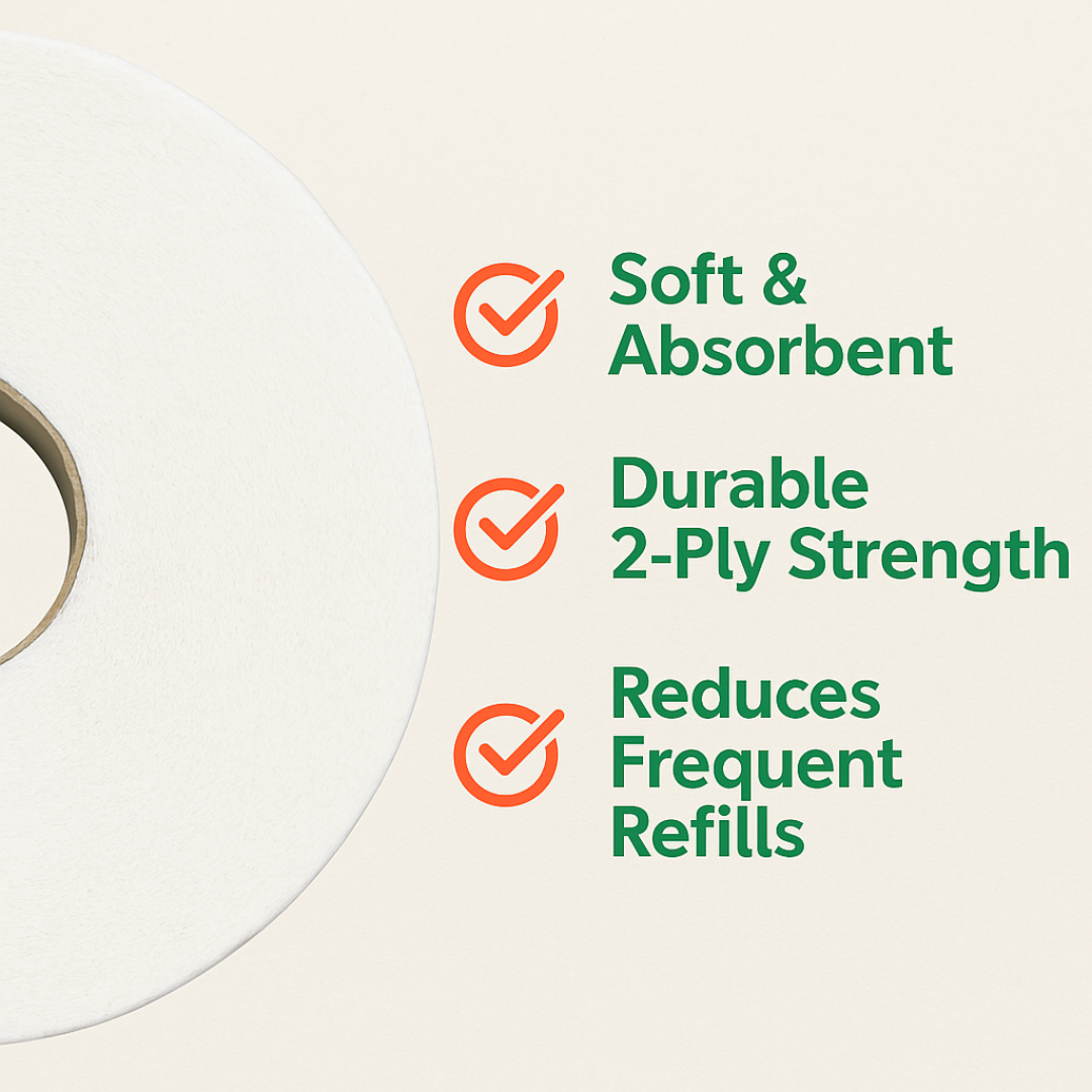 Mini Jumbo Toilet Rolls 12 Pack 150m 2-Ply White Paper