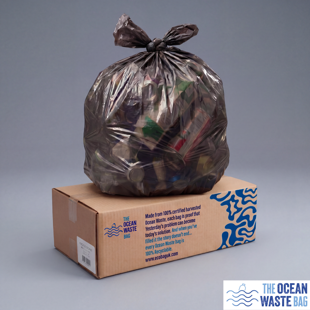 Ocean Waste Sacks 200 Pack Extra Heavy Duty 32mu 457 x 736 x 965mm Flat Pack Bags 90L