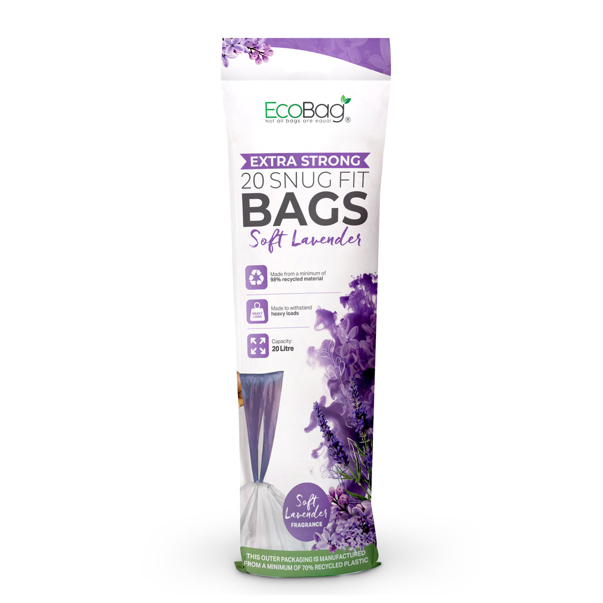 Soft Lavender Scented Kitchen Drawstring Bin Liner Brabantia and Simple Human compatible