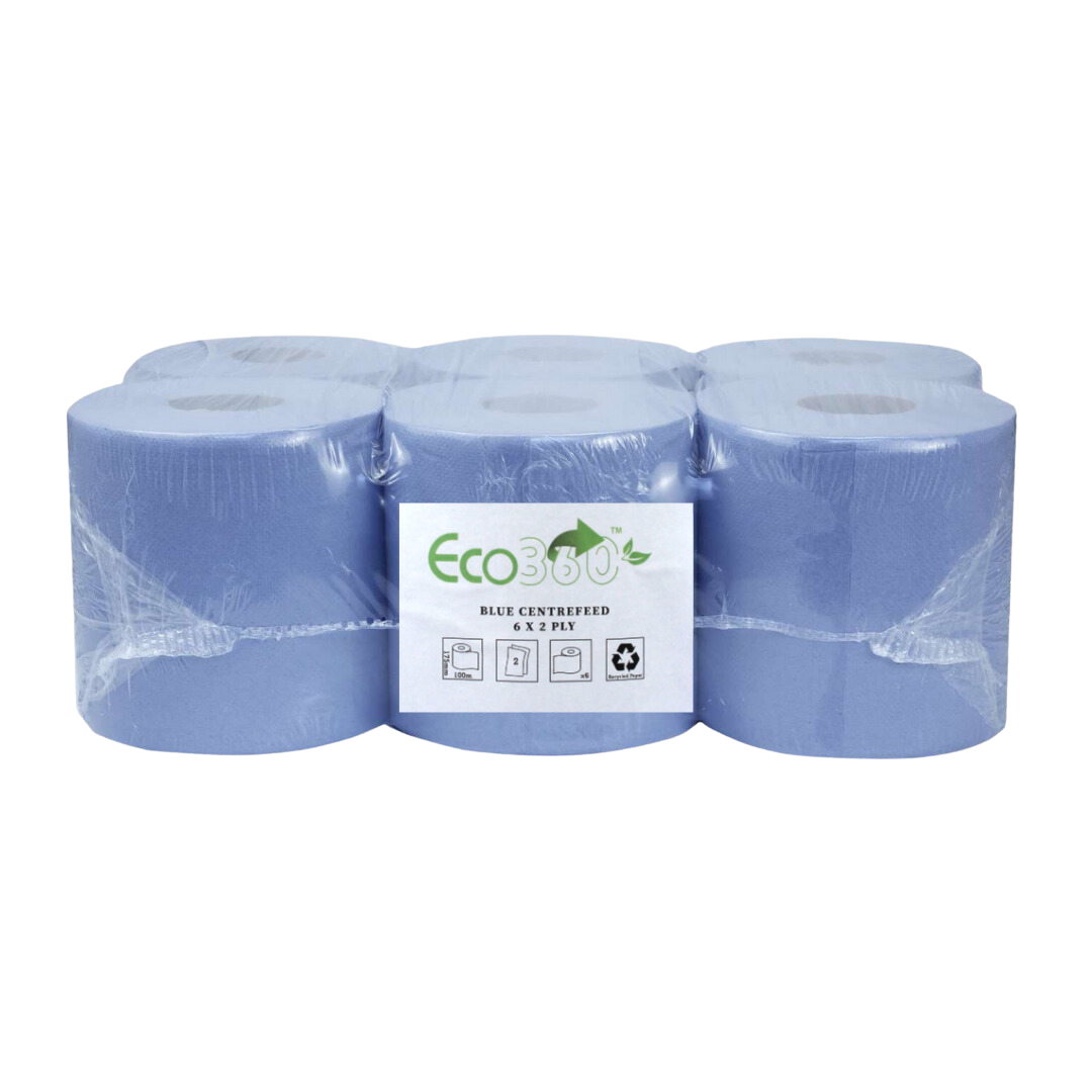 Blue Centerfeed Perforated 100 Metre Per Roll (6 rolls per case)