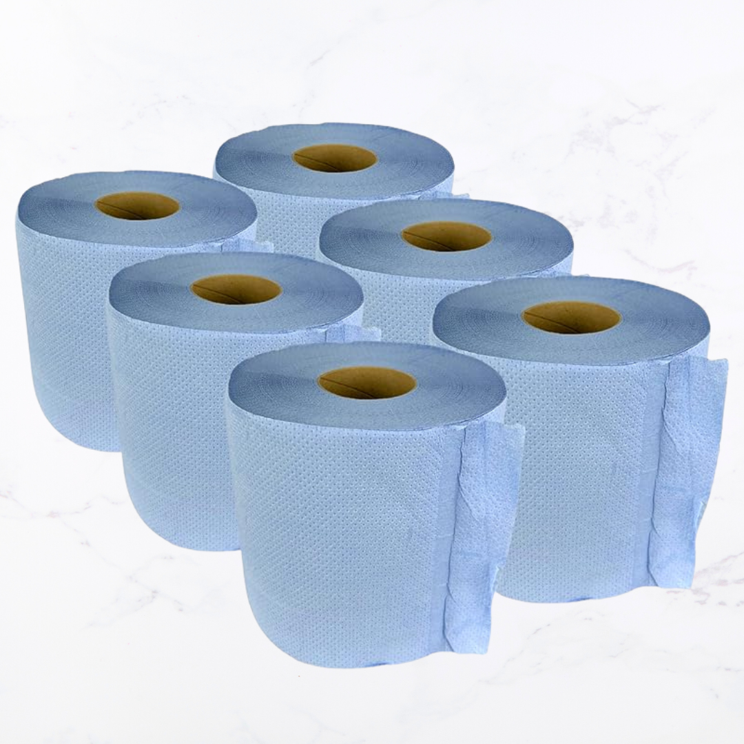 Blue Centerfeed Rolls 300 Sheet (18 rolls per case) Embossed / Perforated