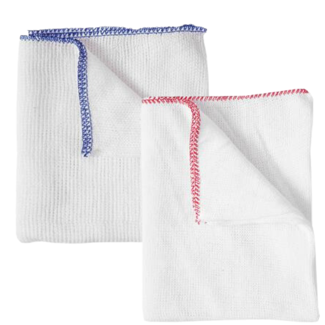 Lightweight Bleached Dishcloths 35x30cm (10pk) Red or Blue