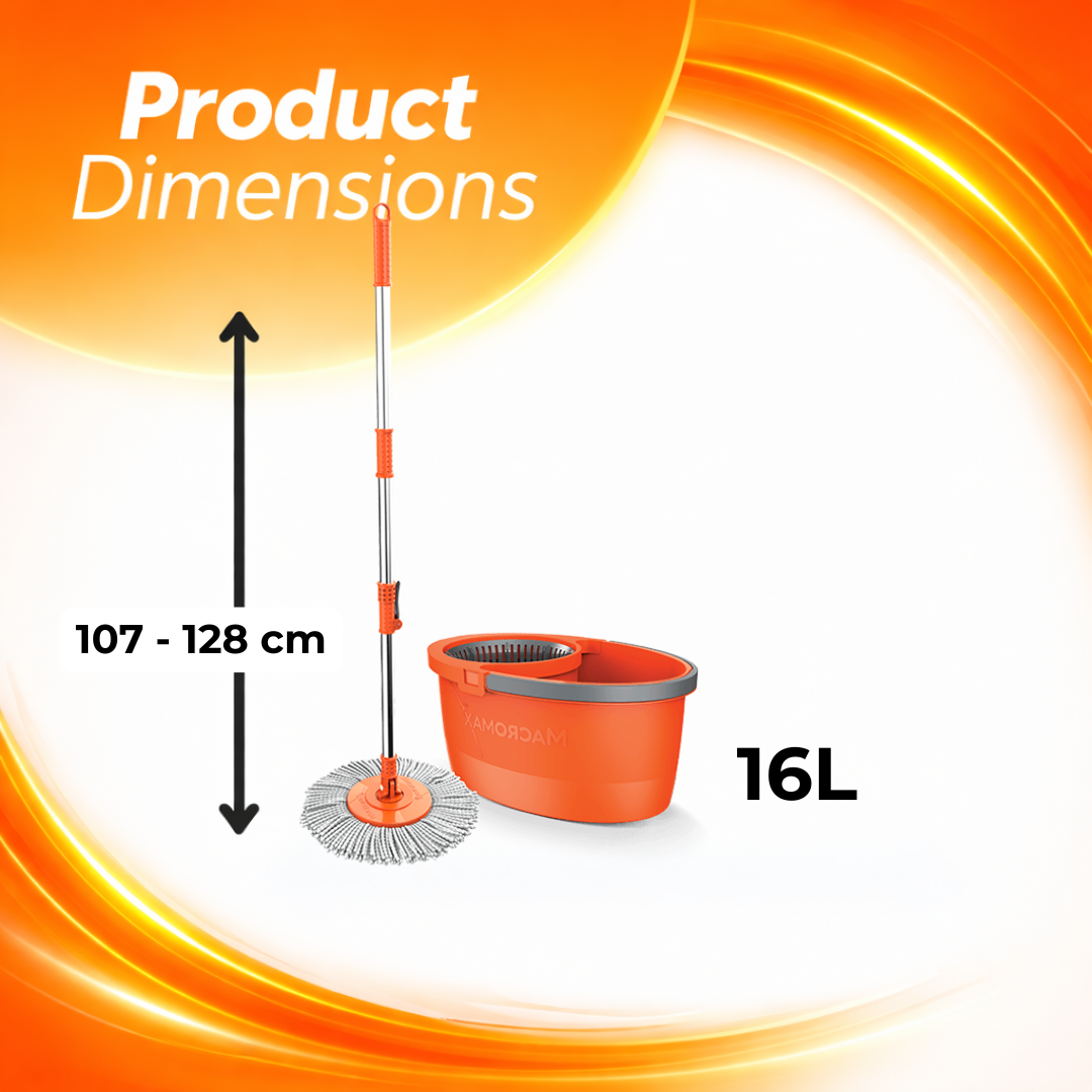 MACROMAX FASTER SPIN MOP AND BUCKET SET + MULTI MOP REFILL| 360° Microfibre Mop | Easy Install & Spin Drying