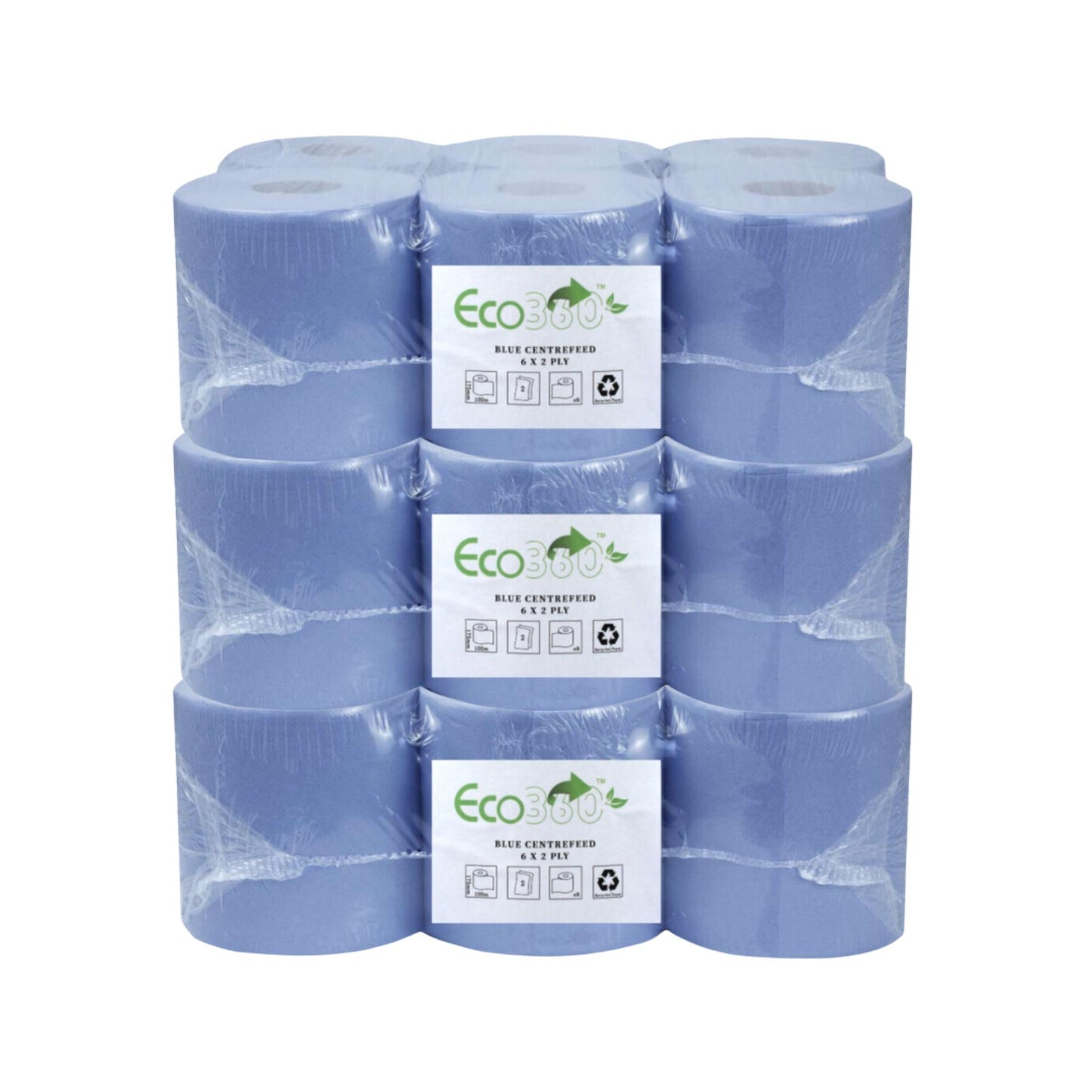 Blue Centerfeed Rolls 300 Sheet (18 rolls per case) Embossed / Perforated