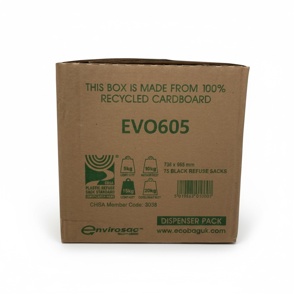 75 x ECO Heavy Duty Black Refuse Sacks on a Roll in a Convenient Cube Dispenser 100 Litres