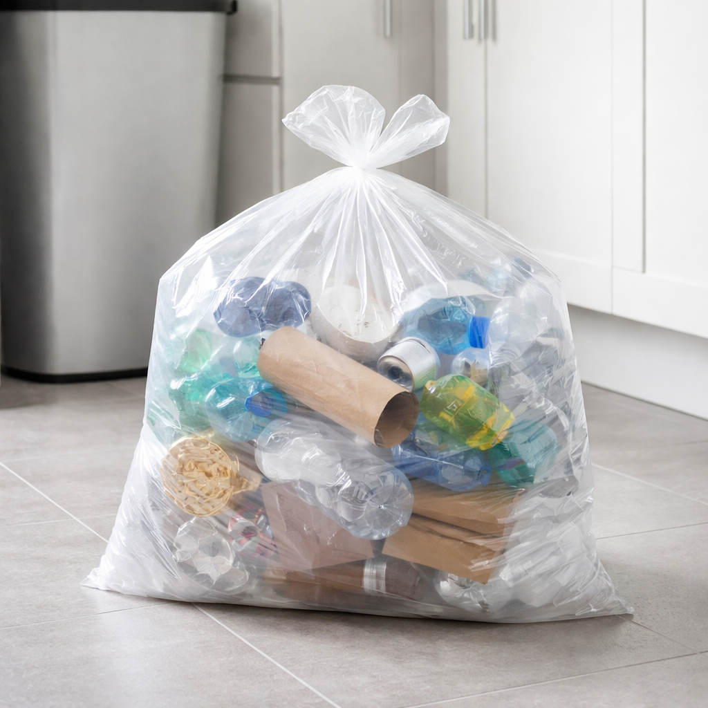 75 ECO Heavy Duty Clear Refuse Bags on a Roll Convenient Cube Dispenser 100 Litres