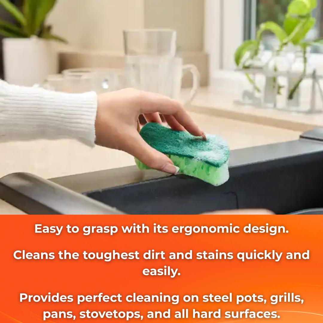 MACROMAX MERCAN SPONGE (3 Pack) | Ergonomic Grip for Powerful Shiny Cleaning
