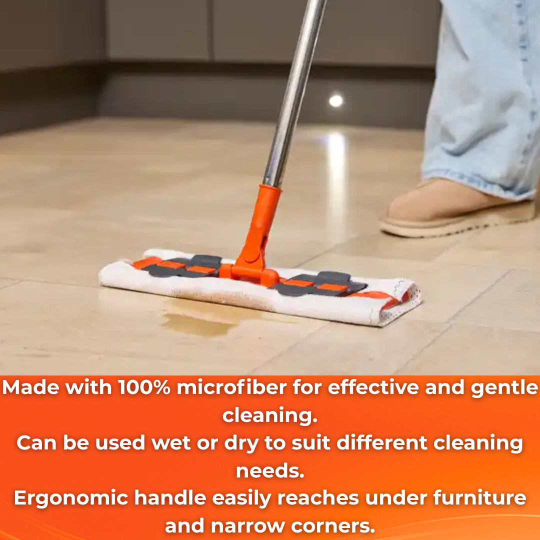 MACROMAX FAMOUS Cleaning System Flat Mop | 100% Microfiber | Wet & Dry Use