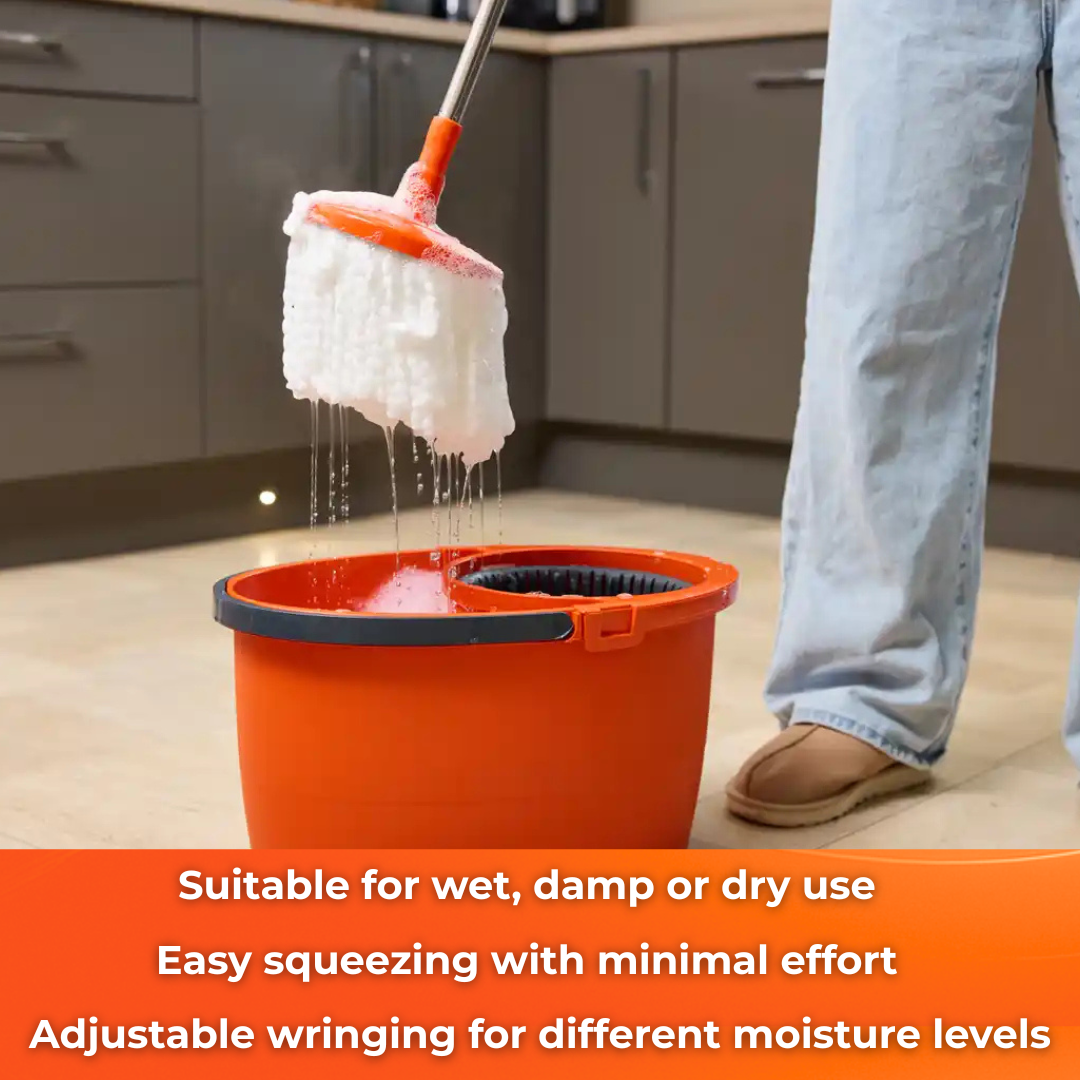 MACROMAX FASTER SPIN MOP AND BUCKET SET + MULTI MOP REFILL| 360° Microfibre Mop | Easy Install & Spin Drying