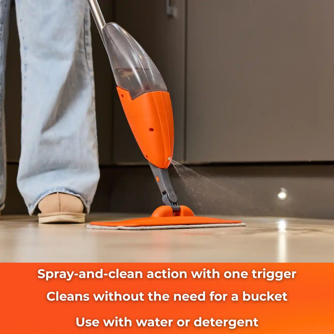 MACROMAX FLASH SPRAY MOP with 700ml Refillable Tank + MULTI SPRAY MOP REFILL – Bucket-Free Microfiber Floor Cleaning System