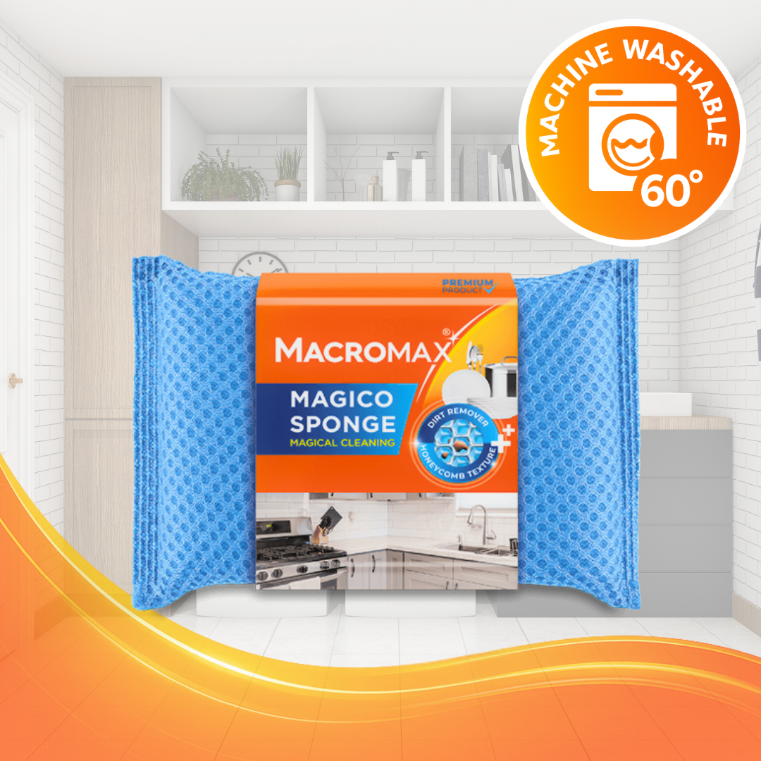 Macromax Magico Sponge 2 pack – Non-Scratch Honeycomb Dirt Remover for Multi-Surface Cleaning