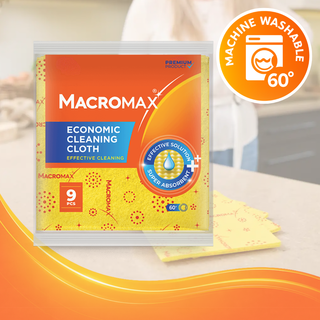 MACROMAX ECONOMIC CLEANING CLOTH (9 Pack) | Super Absorbent & Lint-Free