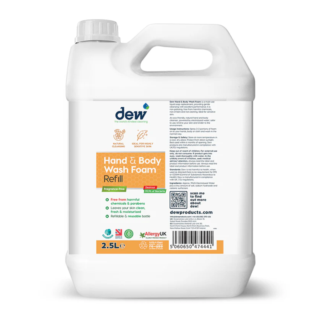 Dew Hand & Body Wash Foam Fragrance Free Refill 2.5L